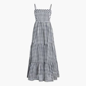 Navy gingham tiered dress from J.Crew Factory